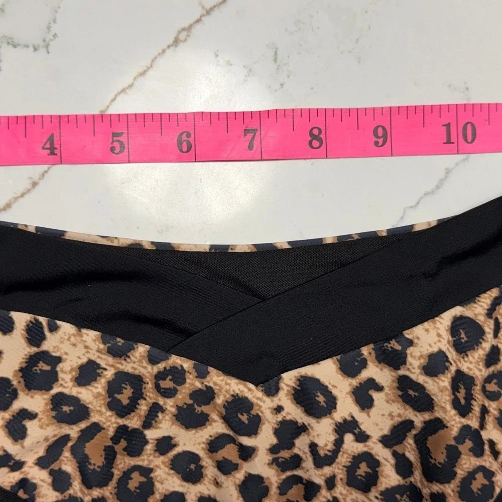 AIMAGE Womens‎ Leopard Print High Waisted Bikini Set Brown Black Size M NWT